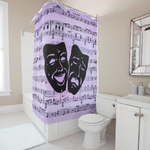 Purple Music and Theatre Masks Shower Curtain