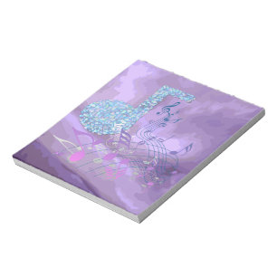 Purple Music Notes Abstract 2 Small Note Pad