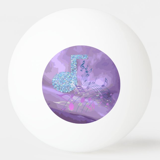 Purple Music Notes Abstract Ping Pong Ball (Front)