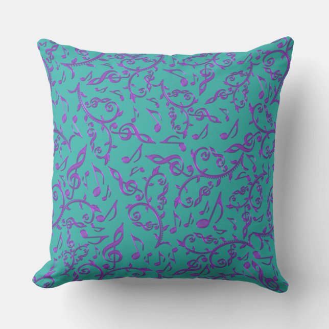 Purple Music Notes Customisable Colour Patio Outdoor Cushion (Front)