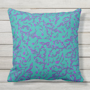 Purple Music Notes Customisable Colour Patio Outdoor Cushion