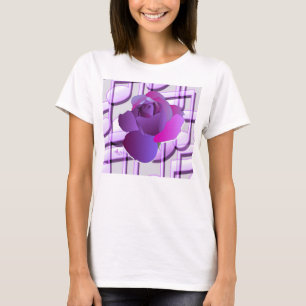 Purple Music Notes Purple Rose Crew Neck T-Shirt