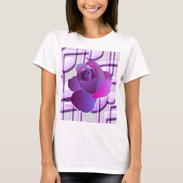Purple Music Notes Purple Rose Crop Tank Top (Front)