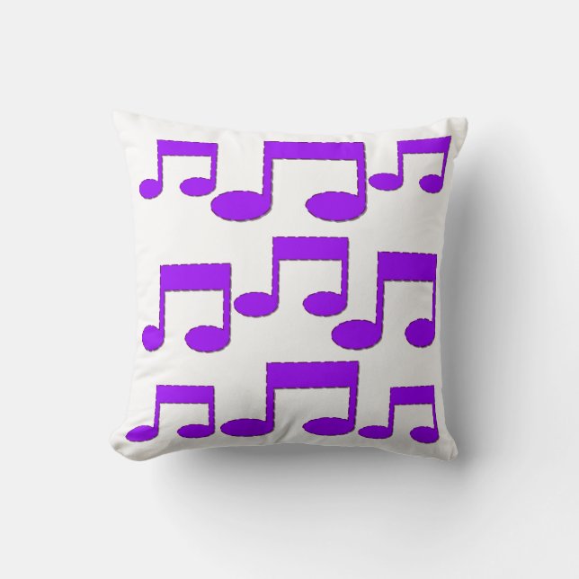 Purple Music Notes Theme Pillow Cushion (Front)