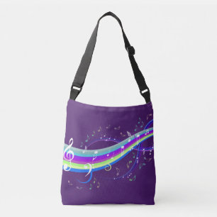 Purple Music Notes Wave Tote Bag