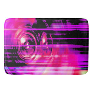 Purple music speakers bath mat