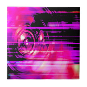 Purple music speakers ceramic tile
