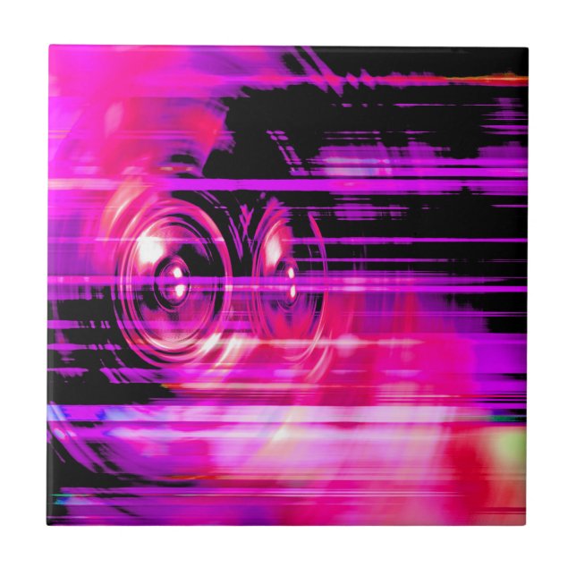 Purple music speakers ceramic tile (Front)