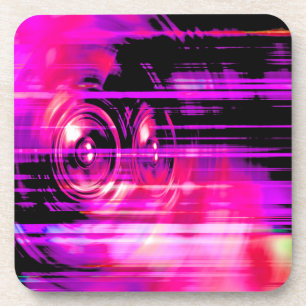 Purple music speakers coaster