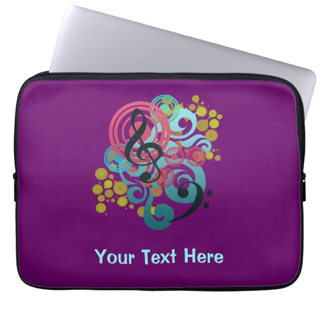 Purple Music Swirl custom laptop case (Front)