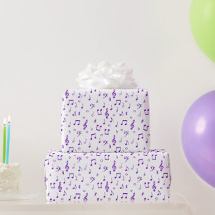 Purple musical pattern wrapping paper