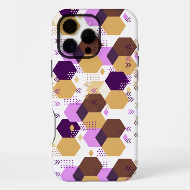 Purple Mustard Gold Boho Hexagon Memphis Abstract iPhone Case (Back)