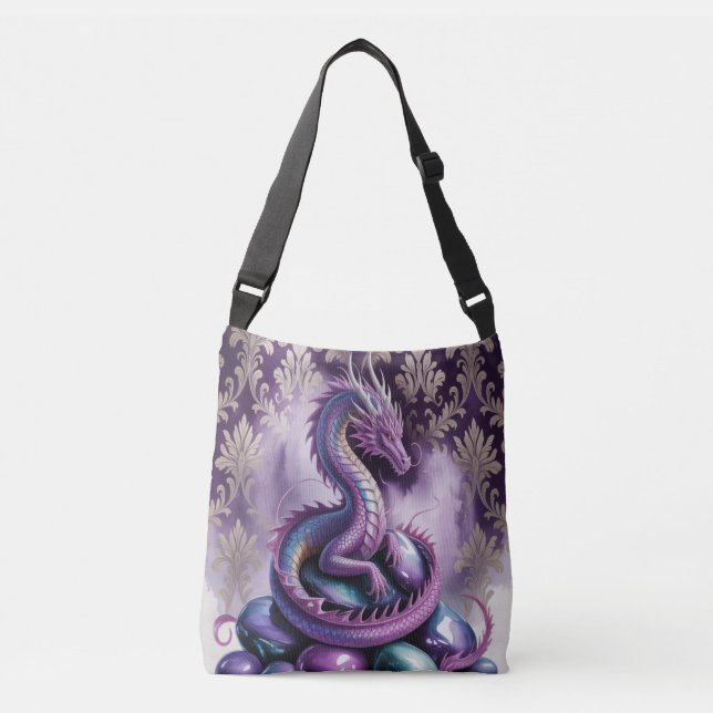 Purple Mystic Dragon Gothic Crossbody Bag (Front)