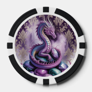 Purple Mystic Dragon Gothic Poker Chips