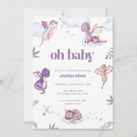 Purple Mythical Dragon Baby Shower Invitation