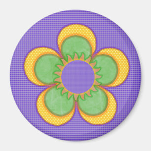 Purple n Green Sunburst Flower Magnet