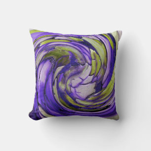 Purple N Lime Abstract Art Throw Pillow