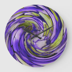 Purple N Lime Dolphin vs Eagle Abstract Wall Clock