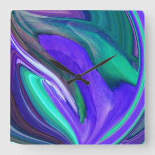Purple N Teal Abstract Wall Clock
