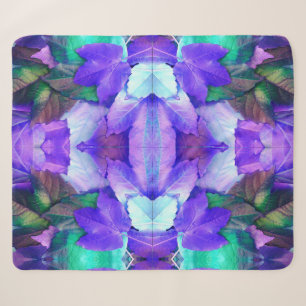 Purple N Teal Leaves Sherpa Blanket
