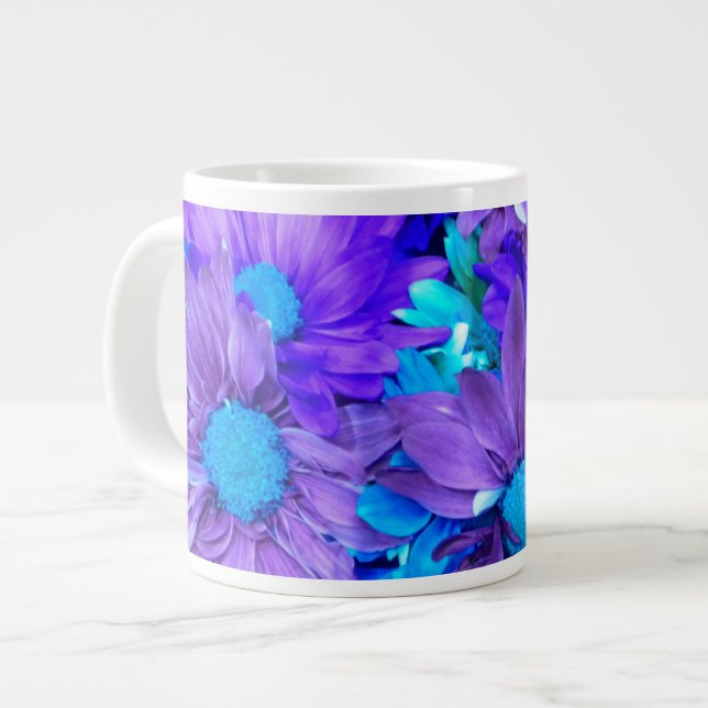 Purple N Turquoise Daisies Mugs (Front Left)