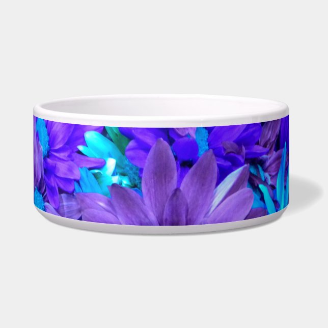 Purple N Turquoise Daisies (Pet ) Bowl (Right)