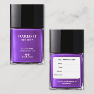 Purple Nail Polish Bottle Nail Salon Appointment Card