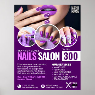 Purple Nail Salon, Beauty Salon, Makeup Artsit Poster