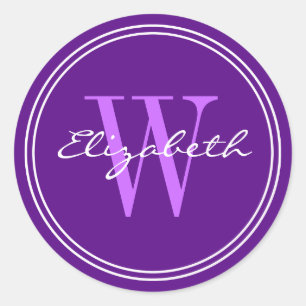 Purple Name Monogram Envelope Seals