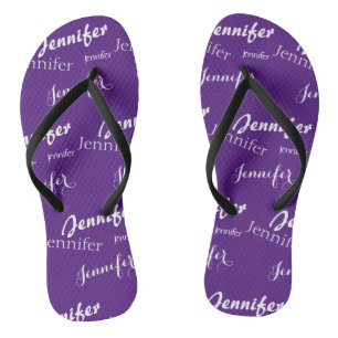 Purple name pattern Slim Strap Thongs