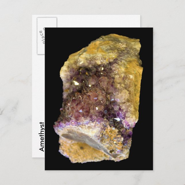 Purple Natural Amethyst Crystals Mineral Photo Postcard (Front/Back)
