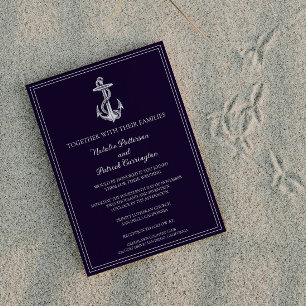 Purple Nautical Anchor Wedding Invitation