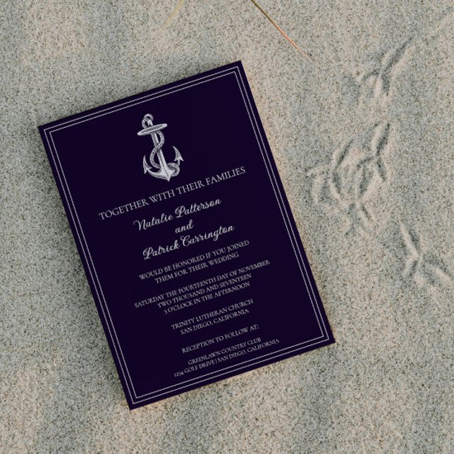 Purple Nautical Anchor Wedding Invitation (Purple Nautical Anchor Wedding Invitation)