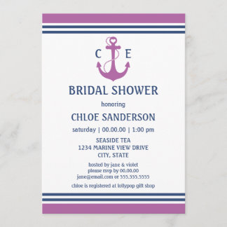 Purple Nautical Bridal Shower Invitations