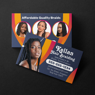 Purple & Navey Blue African Hair Braiding Salon Business Card