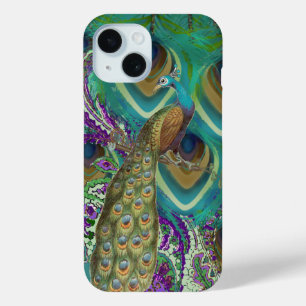 Purple Navy and Copper Paisley Peacock & Feathers iPhone 15 Case