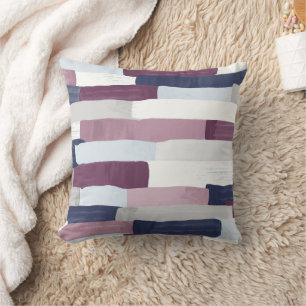 Purple Navy Blue Brushstroke Stripe Cushion