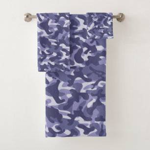 Purple Navy Camouflage Bath Towel Set
