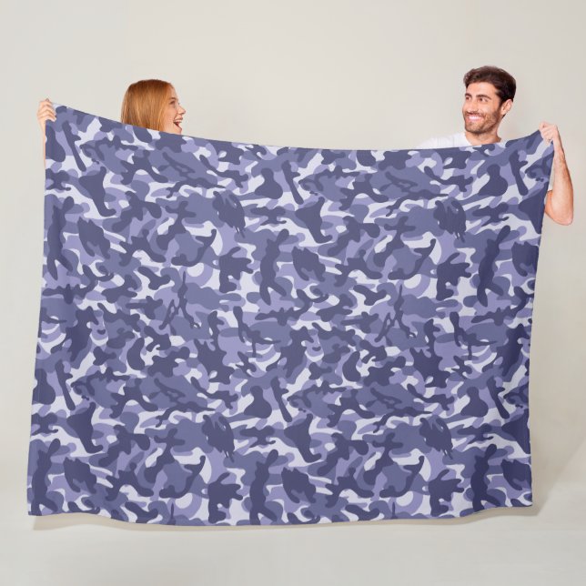 Purple Navy Camouflage Fleece Blanket (In Situ)