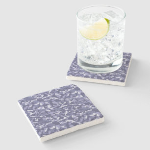 Purple Navy Camouflage Stone Coaster