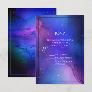 Purple Nebula Celestial Art Outer Space Wedding Invitation