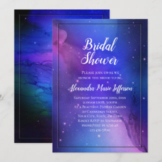 Purple Nebula Celestial Art Outer Space Wedding Invitation