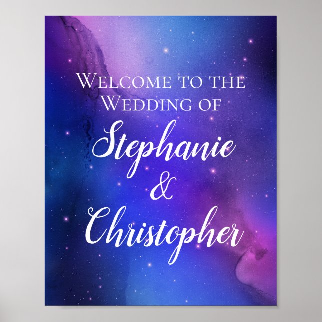 Purple Nebula Celestial Art Outer Space Wedding Poster (Front)