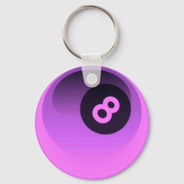 Purple Neon 8 Ball Key Ring (Front)