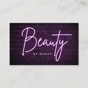 Purple Neon Beauty On Brick Wall Business Card