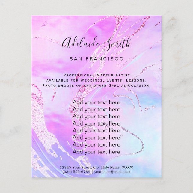 purple neon fluid marble design flyer (Front)