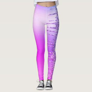 Purple Neon Glitter Sparkly Drips Party Leggings