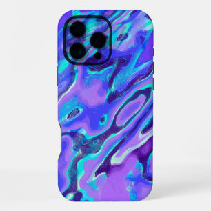 Purple Neon Marble Texture Abstract Liquid Paint iPhone 16 Pro Max Case