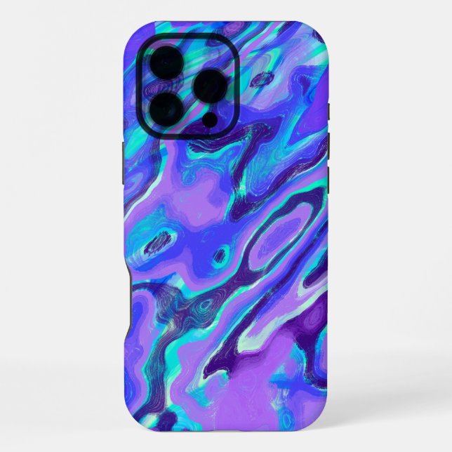 Purple Neon Marble Texture Abstract Liquid Paint iPhone Case (Back)