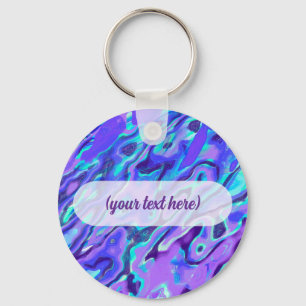 Purple Neon Marble Texture Abstract Liquid Paint Key Ring